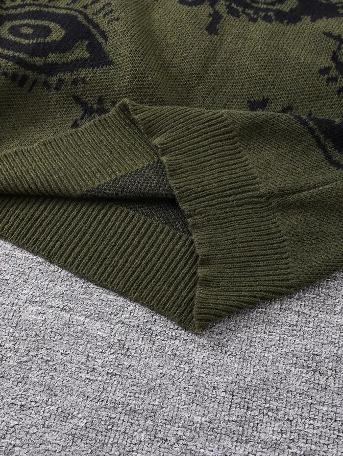 Nouveau populaire automne et hiver oeil abstrait motif Jacquard pull pull décontracté col rond trico