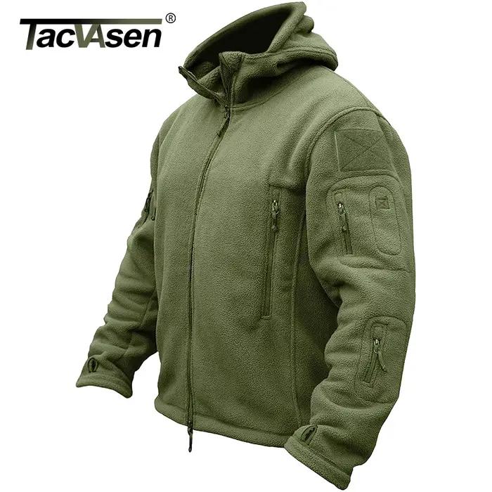 TACVASEN Veste polaire à capuche pour homme automne hiver chaud fermeture éclair complète randonnée