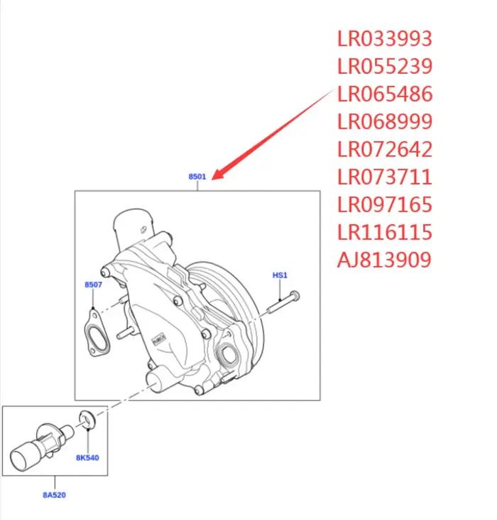 Pompe à eau pour moteur, 3,0 l, V6 5,0 l, V8, pour Discovery LR4 Range Rover Sport Jaguar XF XJ XE X