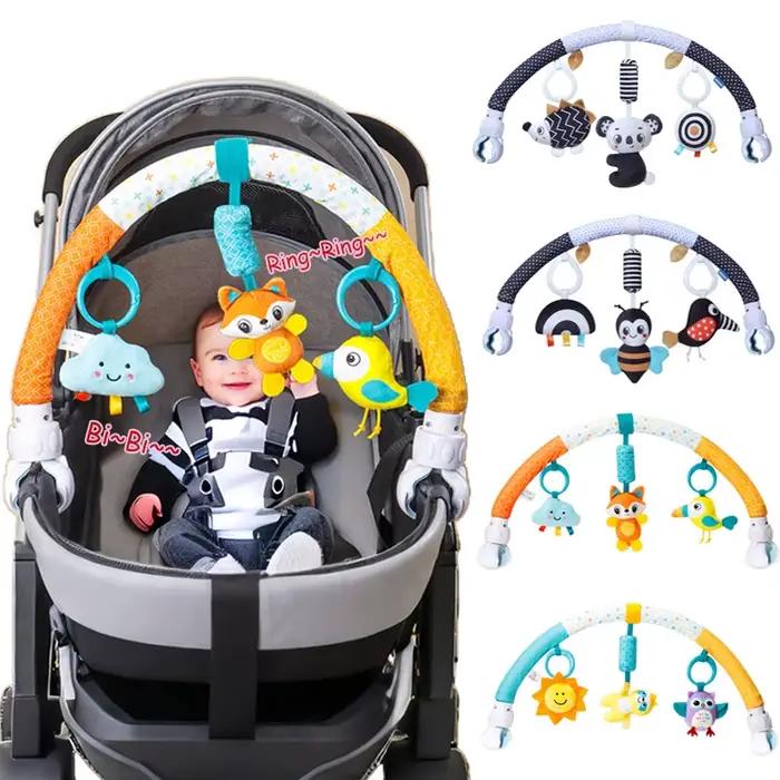 Arc de poussette pour bébé jouet cloche de jeu amusante nouveau-né activité sensorielle réglable videur siège de sécurité voiture jouets suspendus lit occasions spéciales développement sensoriel et motricité
