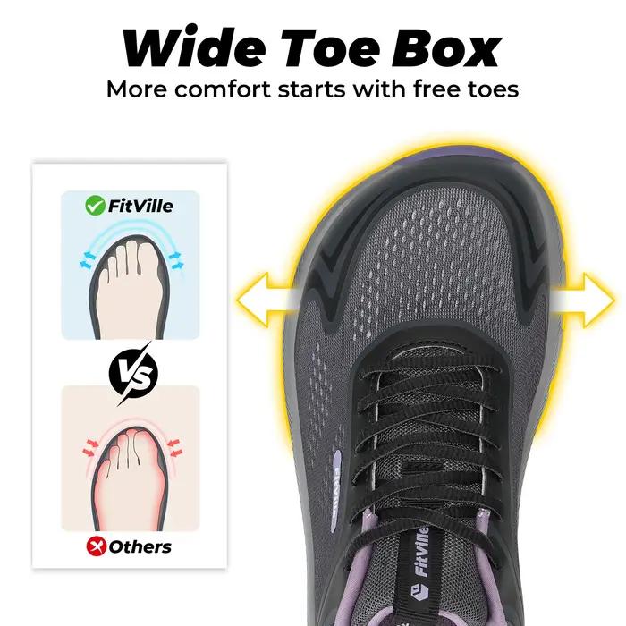 Chaussures de course pour femmes Fitville, chaussures de sport à large boîte à orteils, antidérapant