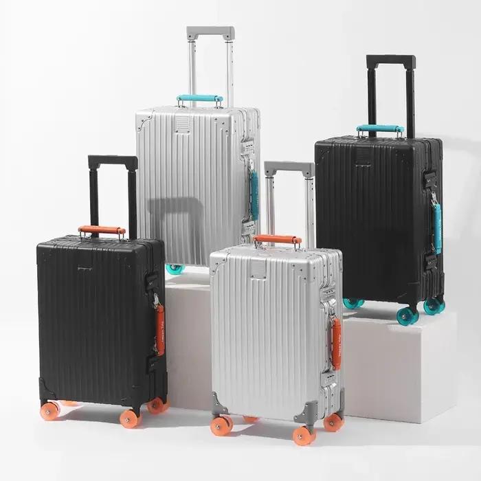 Valise en alliage aluminium-magnésium 20 pouces, bagage à main avec serrure, valise à roulettes avec