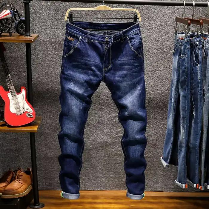 Jean droit élastique américain pour hommes, pantalon en Denim en coton déchiré, coupe Slim, Style co