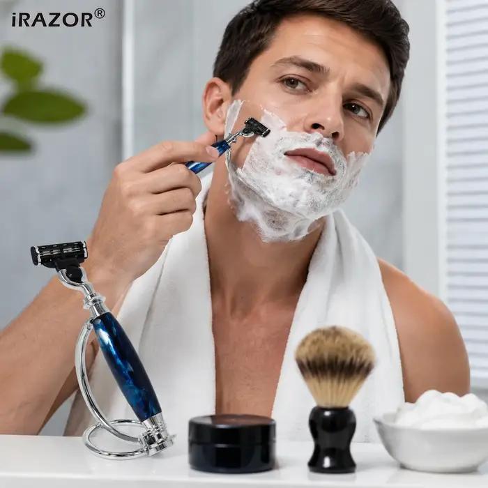 Rasoir de sécurité Mach 3 iRAZOR compatible 3 couches lame pour hommes soins barbares occasions spéciales cadeau anniversaire