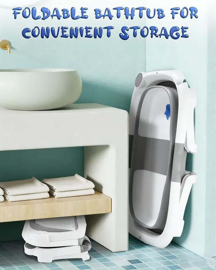 Baignoire Bébé Pliable Économie D'espace Pour Nouveau-nés - Rose/Gris/Bleu