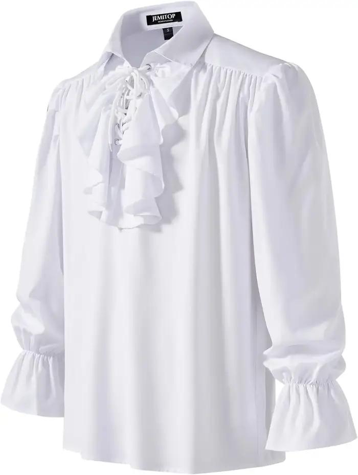 LisdinoJEMITOP hommes Pirate Vampire chemise à volants manchette élastique poète victorien Steampunk