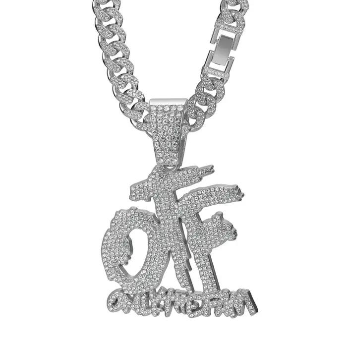 Collier chaîne cubaine avec pendentif lettre anglaise OTF, mode Hip Hop, adapté à un usage quotidien