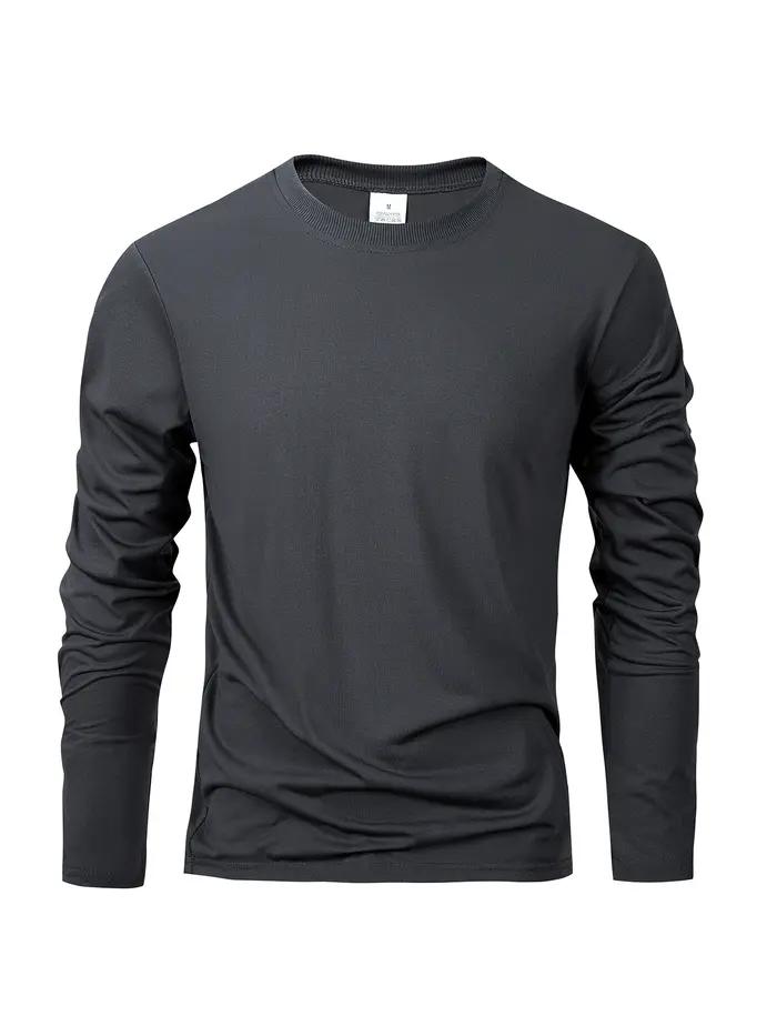 Printemps automne hommes T-shirts à manches longues décontracté hauts couleur unie haute qualité noi