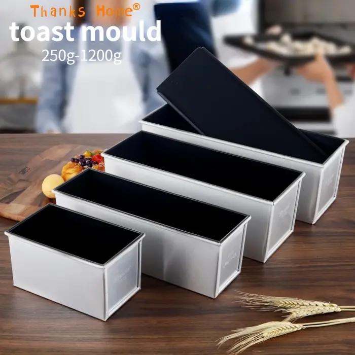 250g/450g/600g/750g/900g/1000g en alliage d'aluminium noir revêtement antiadhésif boîtes à pain gril