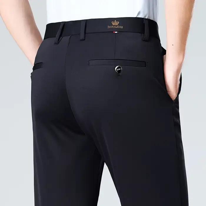 Pantalon d'affaires pour hommes en tissu très extensible adapté à toutes les saisons, doté d'une cei