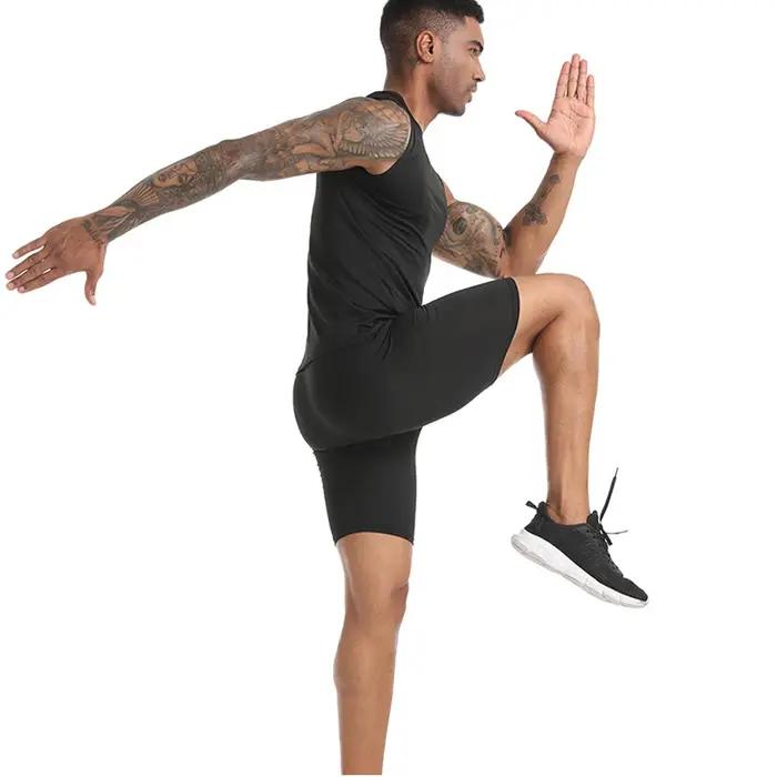 Débardeur de Compression pour hommes, chemise de gymnastique sans manches, séchage rapide, solide, v