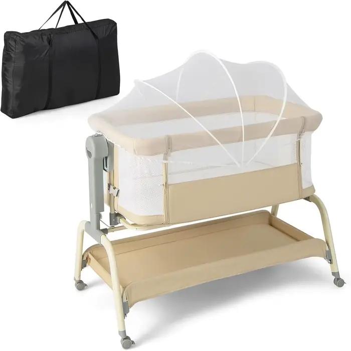Lit bébé 4-en-1 avec moustiquaire, berceau d'appoint, lit bébé et berceau de voyage avec matelas, 6