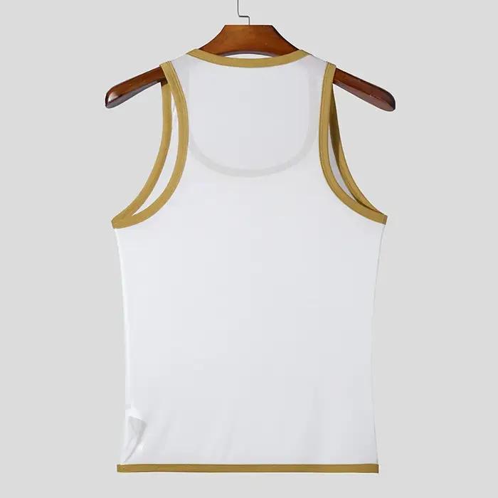 Nouveaux hommes maille débardeurs été 2025 Clubwear gilet décontracté col en U sans manches contrast