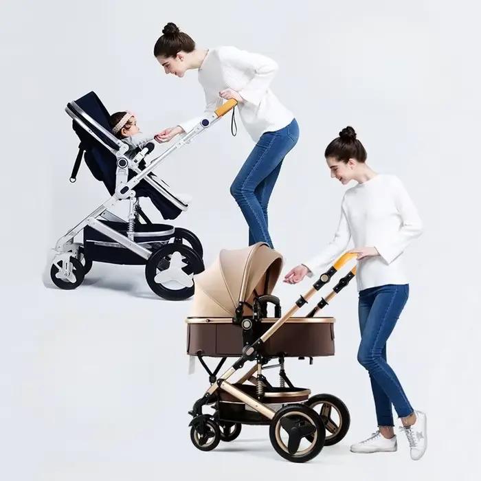 Poussette bébé nouveau-né 3 en 1 avec siège auto poussette bébé haute vue avec fonction assise et co