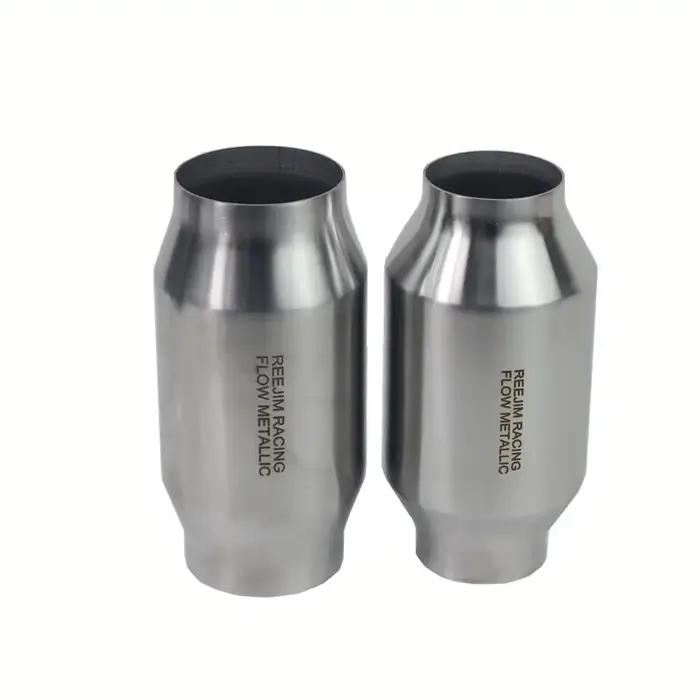 Convertisseur catalytique à haut débit 4" x 8" - Substrat métallique 200 cellules/cpsi - 2,5"/3" ent