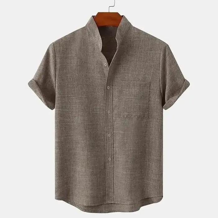 FEGKZLI Chemise en lin 100% coton à manches courtes pour hommes Chemises de plage amples surdimensio