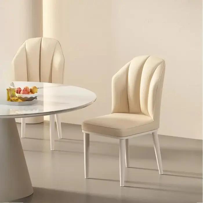Chaise de salle à manger nordique crème – Chaise longue design minimaliste, meubles de salon et de s