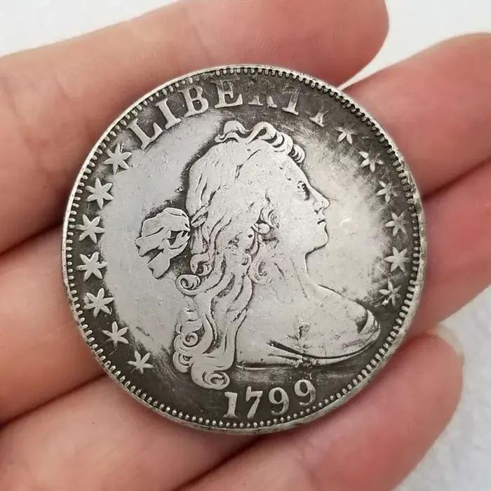 Artisanat en Bronze 1799 pièce commémorative tête et arrière Antique argent Dollar maison Collection