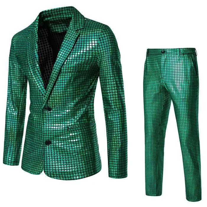 À la mode nouveaux hommes paillettes marquage à chaud costume Disco Cosplay fête scène discothèque b