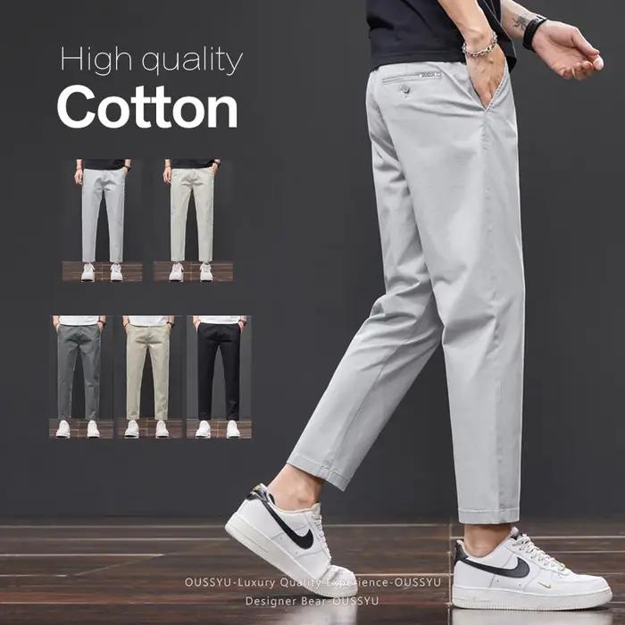 Pantalon décontracté d'été pour homme en coton (98 %) longueur cheville