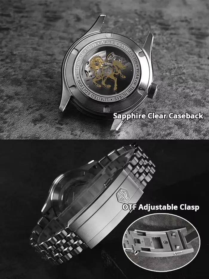 San Martin 2026 Cadran 3D gaufré Année du Cheval Édition limitée 39 mm Miyota 90S5 Fond transparent