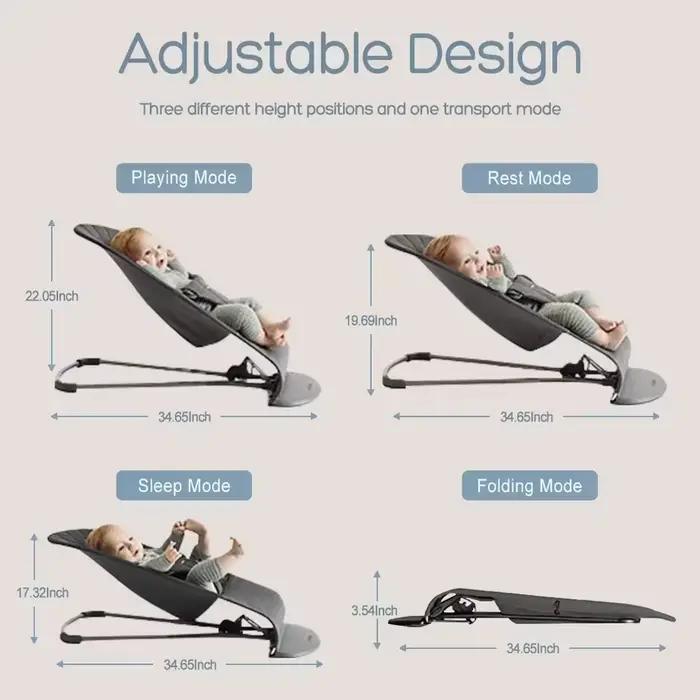 Chaise à bascule pliable pour bébé, avec jouets, siège videur réglable avec housse en tissu, chaise