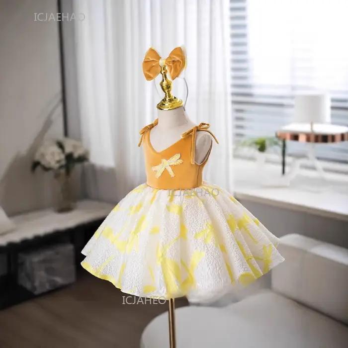 Robe de soirée pour filles, style princesse, blanche, pour anniversaire, récital de piano, événement