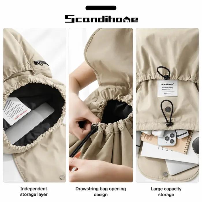 Grand sac à dos imperméable en nylon avec cordon de serrage pour hommes et femmes