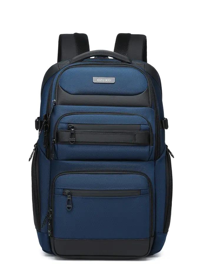 OZUKO noir gris hommes sac à dos grande capacité 15.6 pouces sacs à dos d'ordinateur portable homme