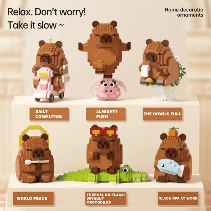 "Ensemble de blocs de construction Capybara-modèle de bricolage de cochon d'inde d'eau mignon | Jo