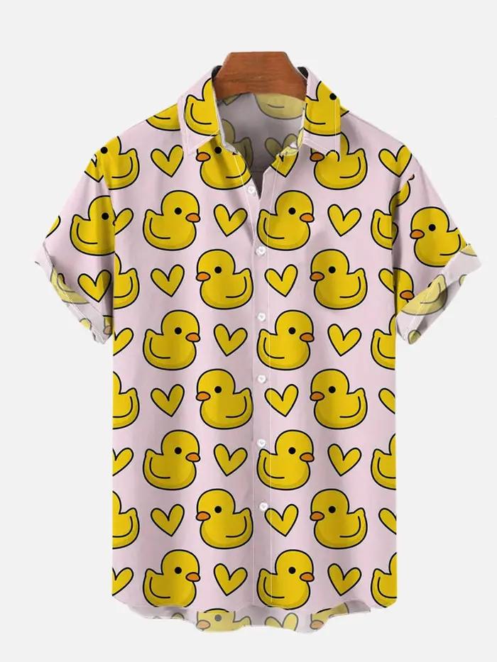 Chemises de cosplay unisexes à manches courtes pour hommes, impression de canard mignon, impression