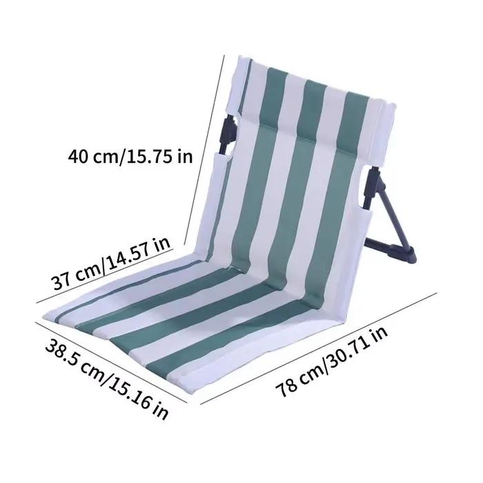 Chaise de plage pliable, chaise longue relaxante à rayures avec support lombaire, chaise pliante de