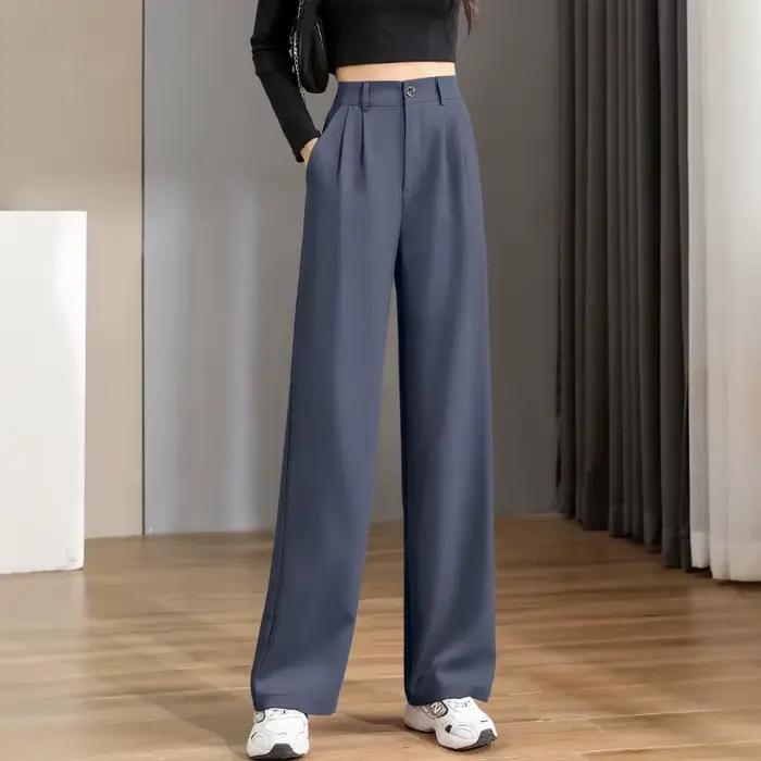 Femmes ample printemps été 2025 nouveau taille haute jambes larges mince pantalon décontracté mode c