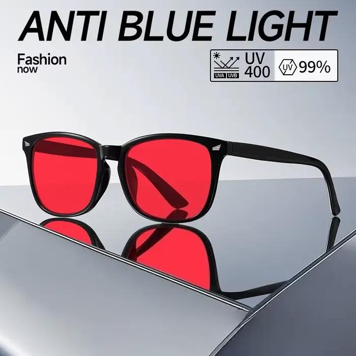 Lunettes classiques bloquant la lumière bleue pour hommes et femmes, verres rouges, carrés, meilleur
