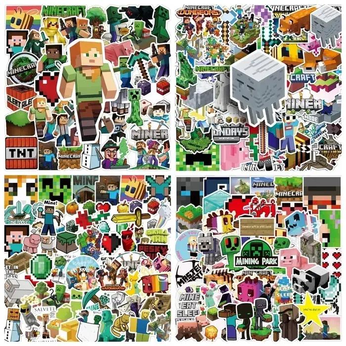 50pcs Minecrafte autocollants Creeper épée Steve Miner Enderman téléphone portable valise dessin ani