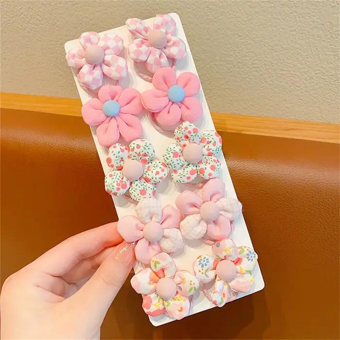 10 pièces/ensemble fleur élastique cheveux cravates belle Boutique grande fleur bandes de caoutchouc