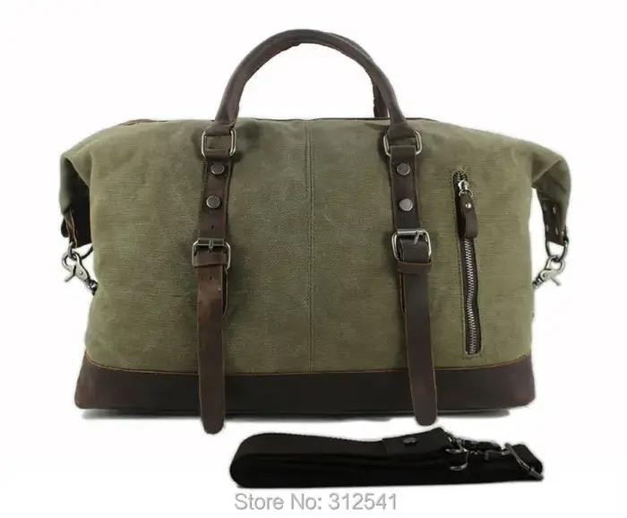 Sacs de voyage militaires en toile et cuir vintage pour hommes, bagages à main, sacs polochons, gran