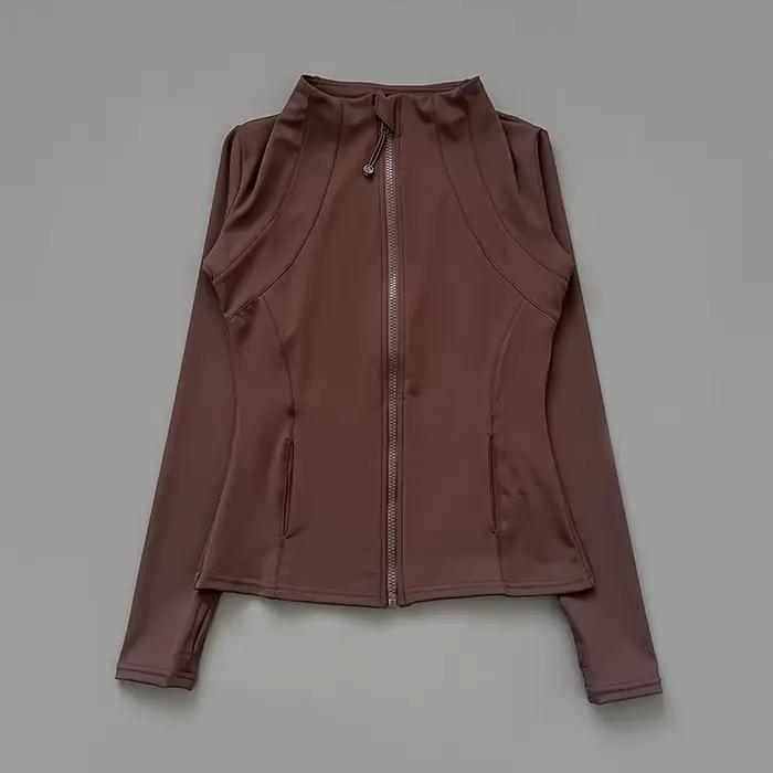Veste de Fitness à col montant pour femmes, séchage rapide, coupe ajustée, fermeture éclair, vêtemen