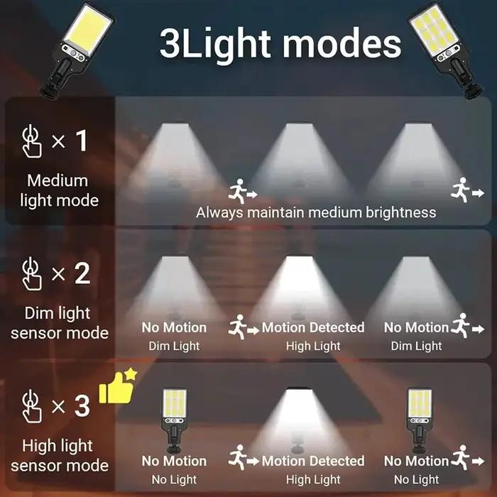 Applique murale solaire sans fil avec détecteur de mouvement, lampadaires extérieurs, sécurité, 3 mo