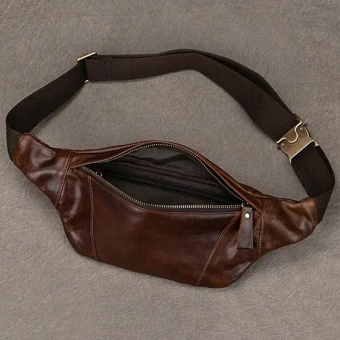 Sacs de poitrine en cuir pour hommes, sac à bandoulière lancé pour homme, sac de taille masculin, sa