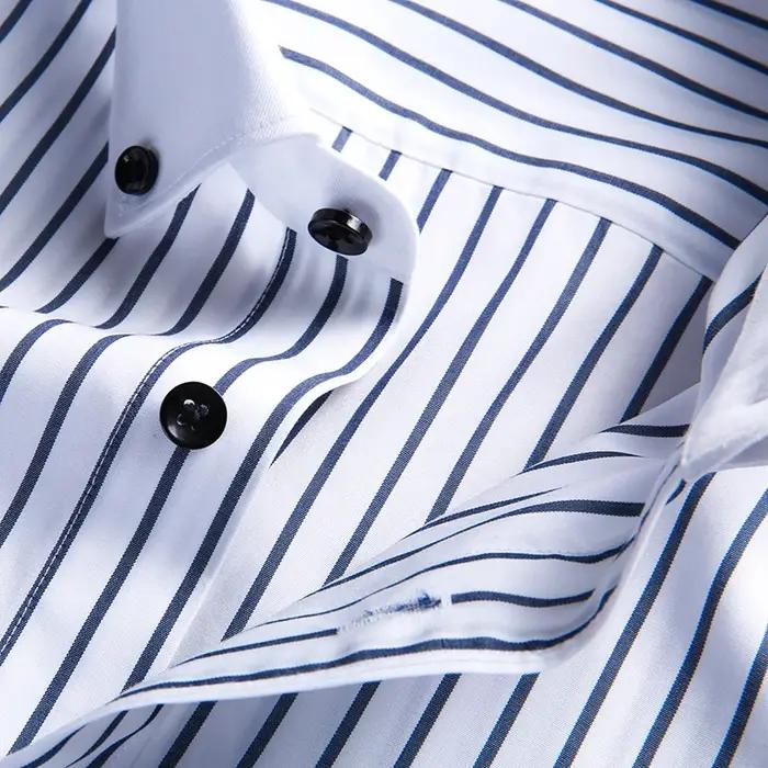 Chemise à manches longues en pur coton pour homme, coupe couvertes, haut de gamme, luxe léger, rayé