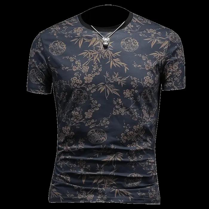 T-shirt d'été en soie glacée à col rond pour homme, manches courtes, décontracté, mode slim, streetw