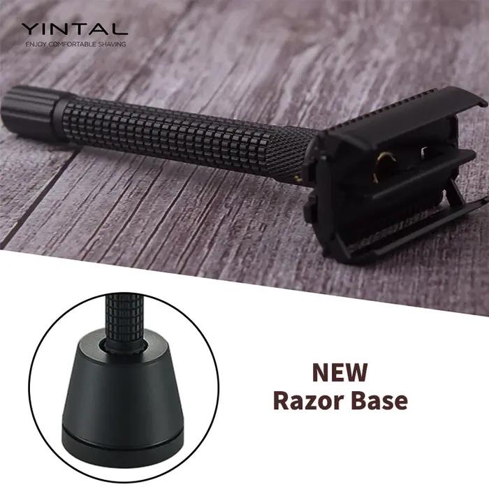 YINTAL ensemble de rasoir de sécurité réglable papillon ouvert Double bord rasoirs en laiton noir ma