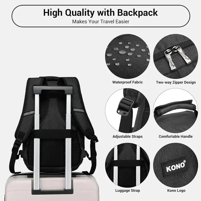 Sac de cabine KONO 40x20x25cm GRS, sac à dos de 20L pour bagage à main Ryanair sous le siège, en pol
