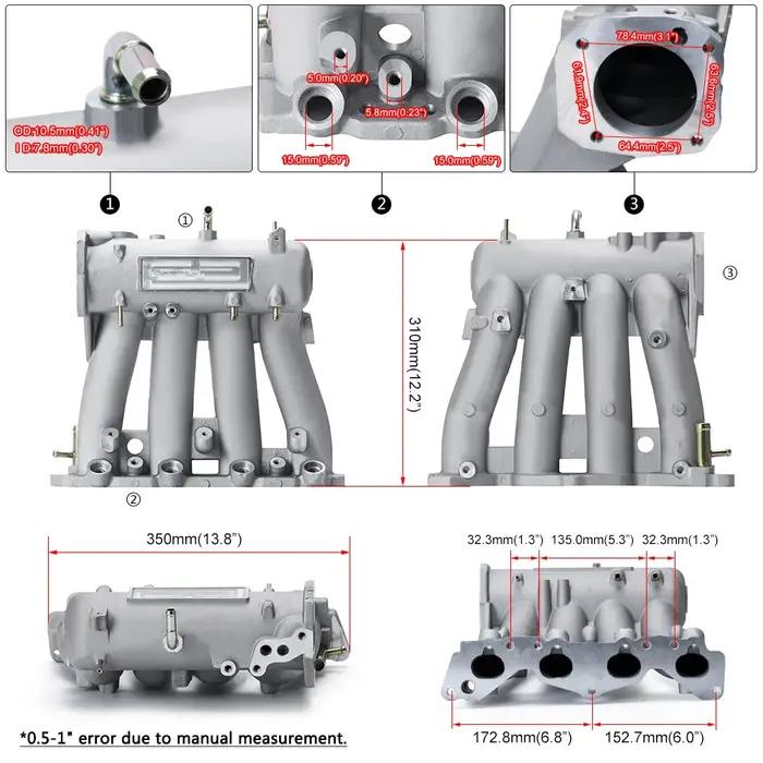 Collecteur d'admission LZ en aluminium D15 D16 série D, avec corps d'accélérateur de 70mm et TPS pou