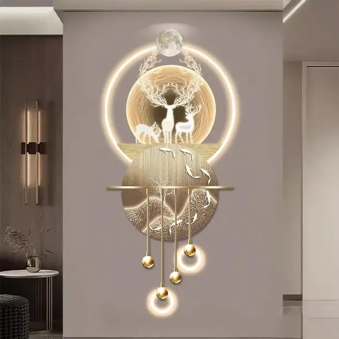 Cerf porte d'entrée Hall d'entrée Grille décoration pendentif abstrait salon Tv fond éclairage mural