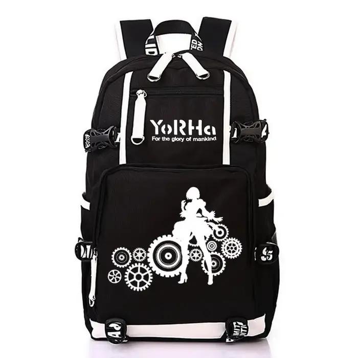 NieR-Sac à dos de voyage en toile avec chargement USB pour femme, sac à dos pour ordinateur portable