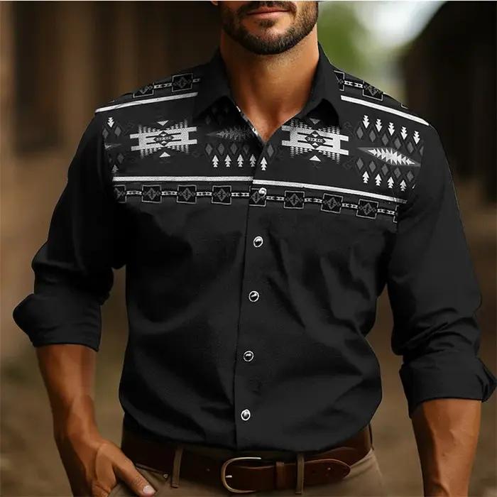 Style occidental nouveaux hommes chemise à manches longues mince mode décontracté confortable Simple