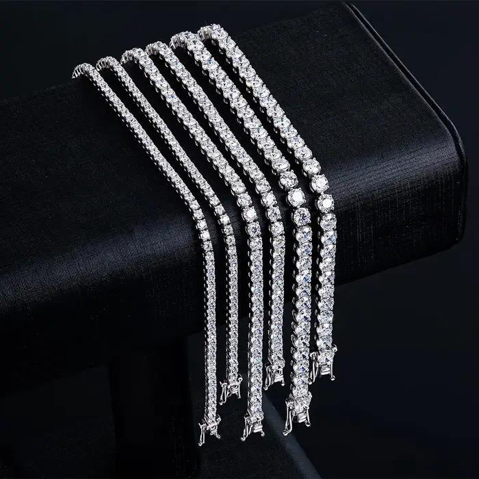 Bracelet Tennis Moissanite D VVS1 Prix Usine en Argent Sterling S925 Plaqué Or 18 carats avec Certif