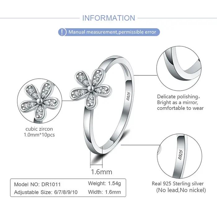 CLUCI – bague classique en argent Sterling 925 pour femmes, bijoux de fête, fleur, tendance, DR1011S